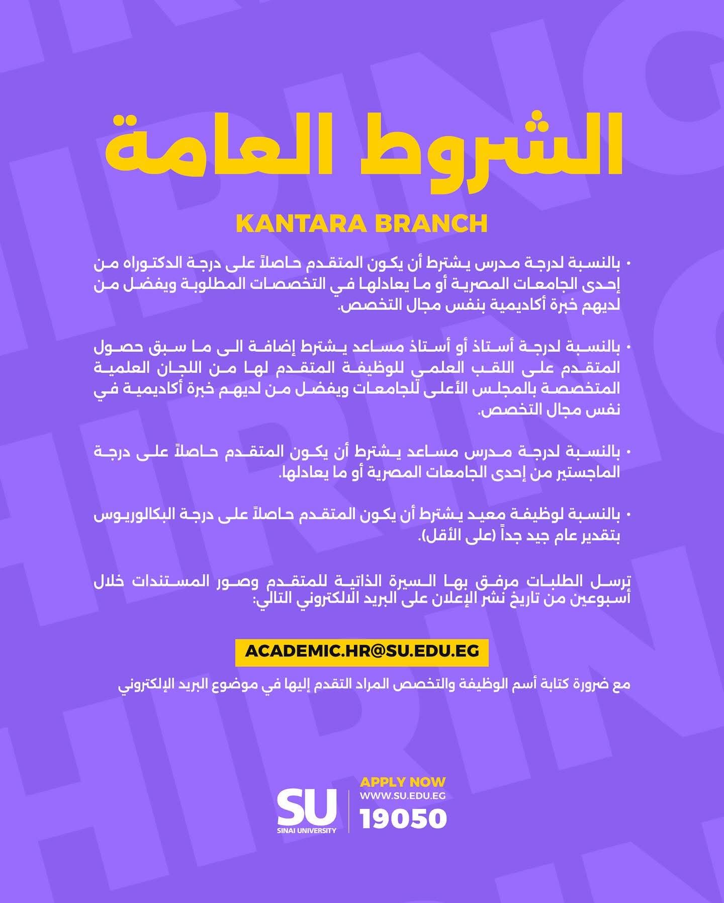وظائف جامعة سيناء