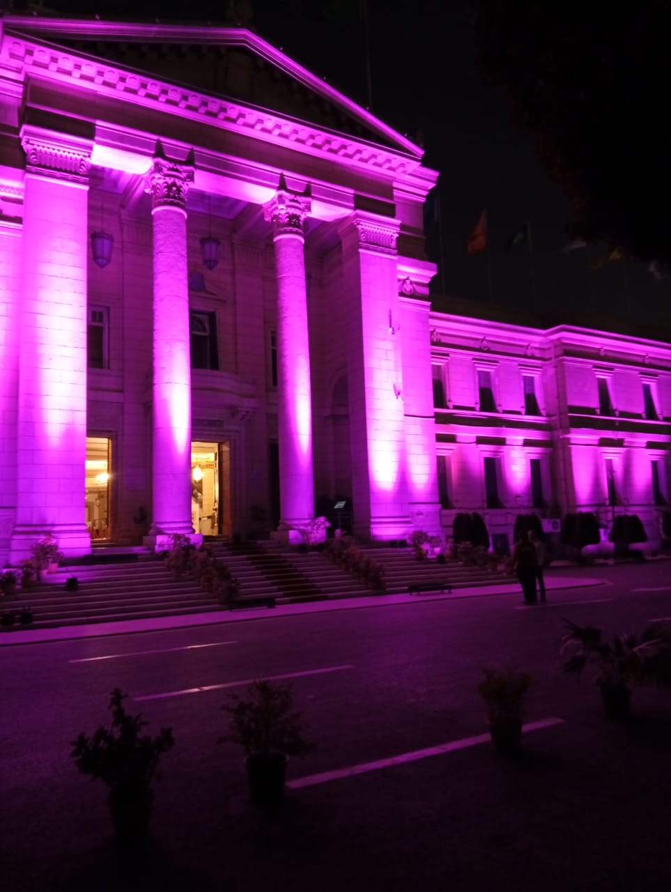 جامعة القاهرة تضيء مبناها التاريخي تضامنًا مع شهر أكتوبر الوردي لمكافحة سرطان الثدي