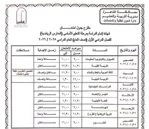 محافظ القاهرة يعتمد جداول امتحانات الفصل الدراسي الأول (٢)