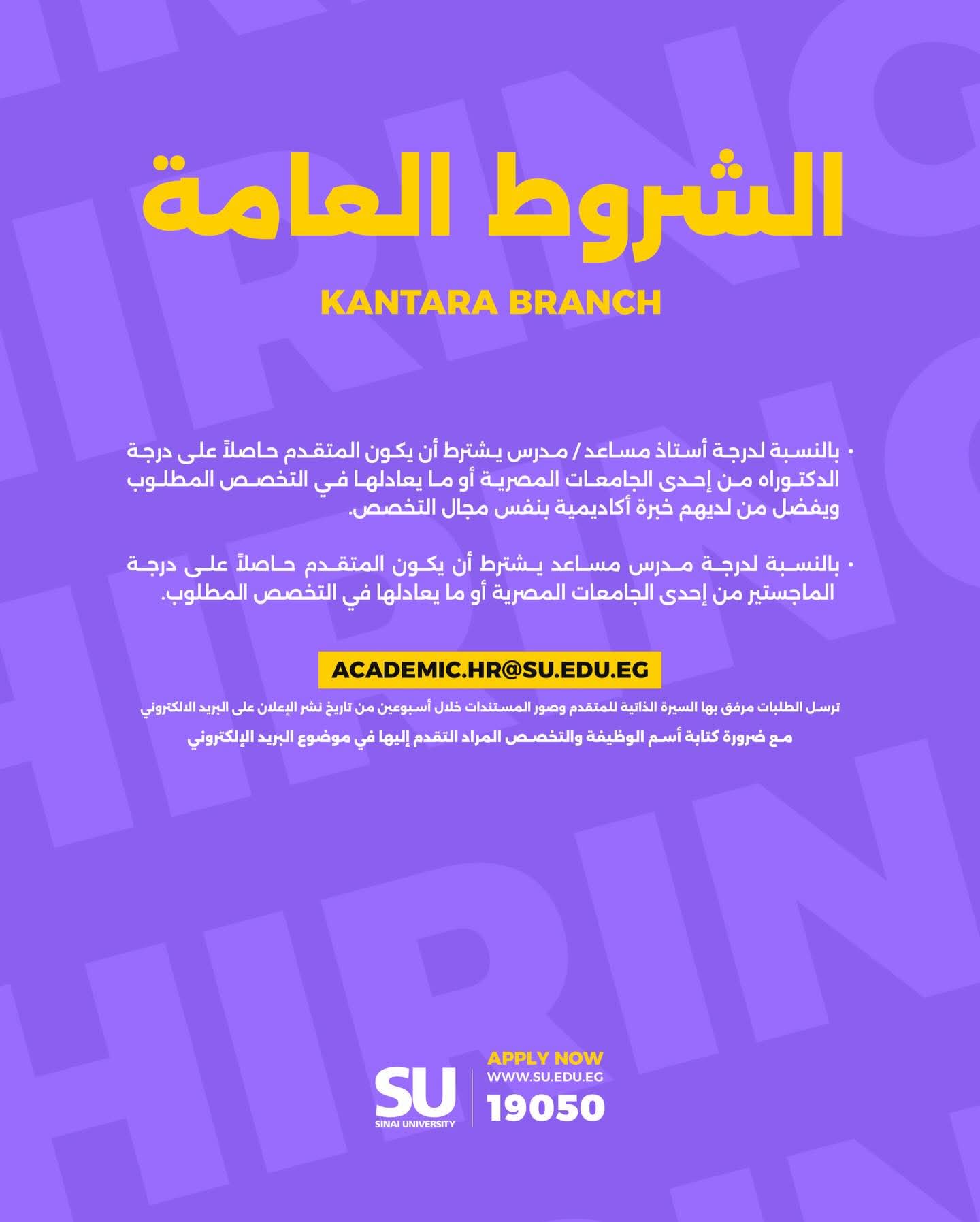 جامعة سيناء تعلن عن وظائف شاغرة جديدة: «مدرس مساعد.. مدرس.. أستاذ مساعد»